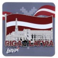 Ledusskapja magnēts ar Rīgas pili un Latvijas karoga dizainu